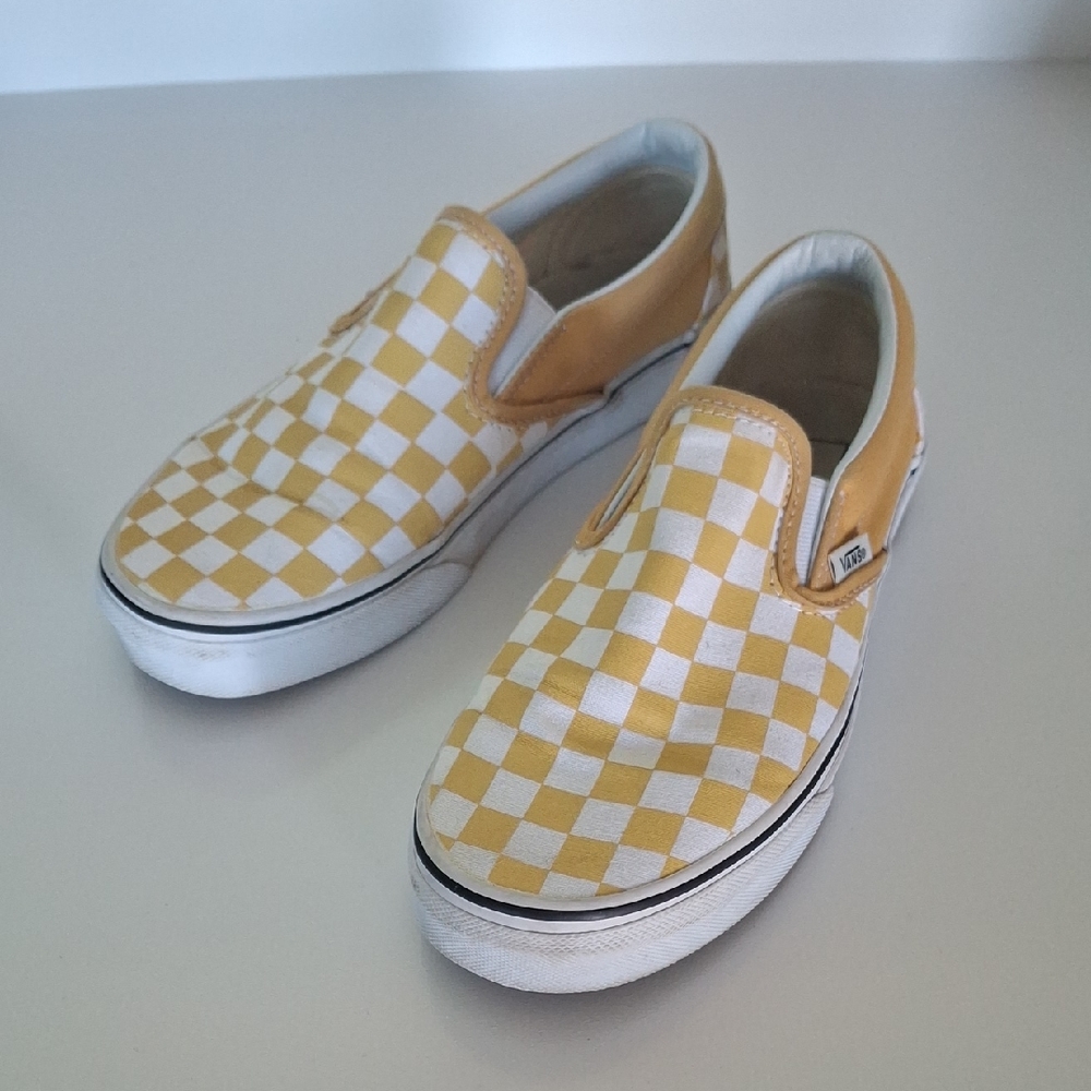 Vans Yellow and White Checkered Sneakers